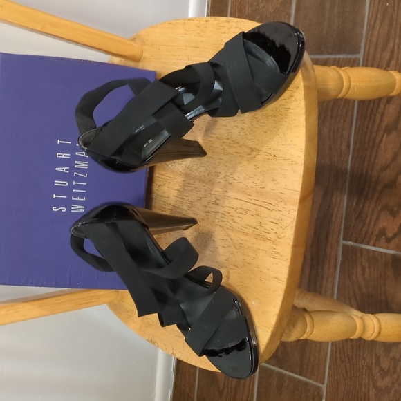 Black Crossup Elastic Stuart Weitzman, Size 10 M Heels - Picture 1 of 1